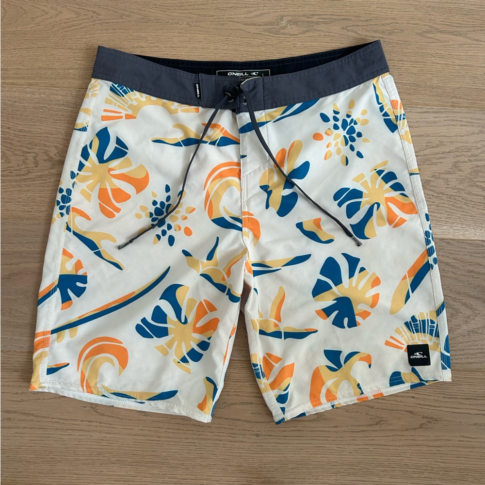 O'Neill Men's Floral Swim Shorts - Blue, Orange, White